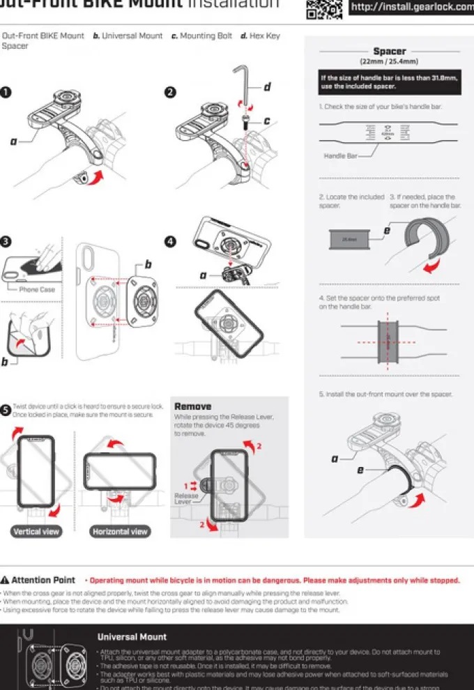 SPIGEN MF100 Gearlock Uchwyt Rowerowy na kierownicę Uchwyt Na Telefon