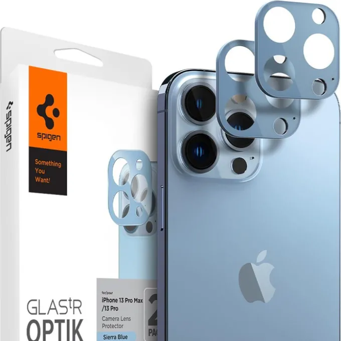 SPIGEN Optik.Tr Camera Protector 2-Pack Apple iPhone 13 Pro / 13 Pro Max Sierra Blue OSŁONA APARATU