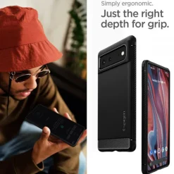 SPIGEN Rugged Armor Google Pixel 6 ETUI Matte Czarny Case