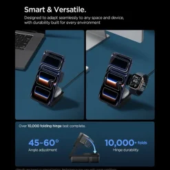 STACJA ŁADOWANIA SPIGEN ESSENTIAL 3IN1 MAGNETIC MAGSAFE BEZPRZEWODOWA ŁADOWARKA 25W Qi2.2 CZARNA
