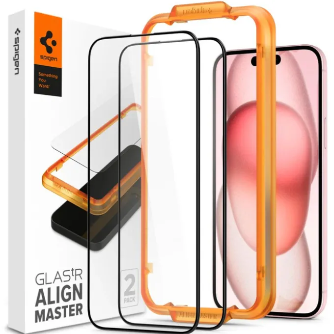 Szkło Hartowane Spigen Alm Glass Fc 2-pack iPhone 15 Plus Black