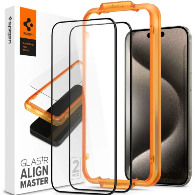 Szkło Hartowane Spigen Alm Glass Fc 2-pack iPhone 15 Pro Max Black