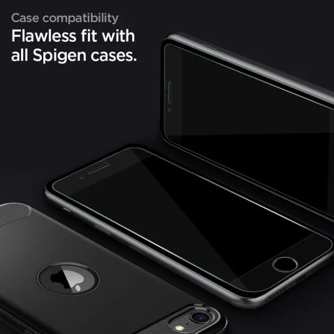 Szkło Hartowane SPIGEN Glass fc 2-pack iPhone SE 2022 2020 7 8 Black Czarne