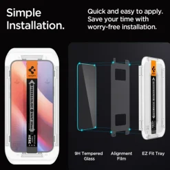 SZKŁO HARTOWANE SPIGEN GLAS.TR ”EZ FIT” 2-PACK IPHONE 16 PRO, 17, 17 PRO CLEAR