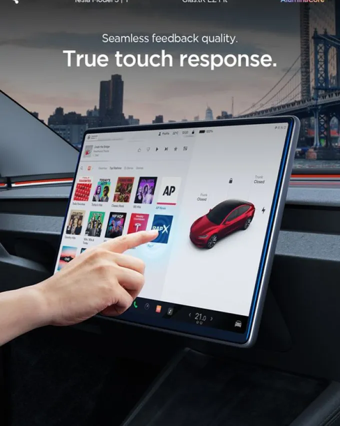 SZKŁO HARTOWANE SPIGEN TESLA MODEL Y 2025/2026 MODEL 3 2024/2025/2026 EZ FIT CLEAR TRANSPARENT 15.4" 1PAK