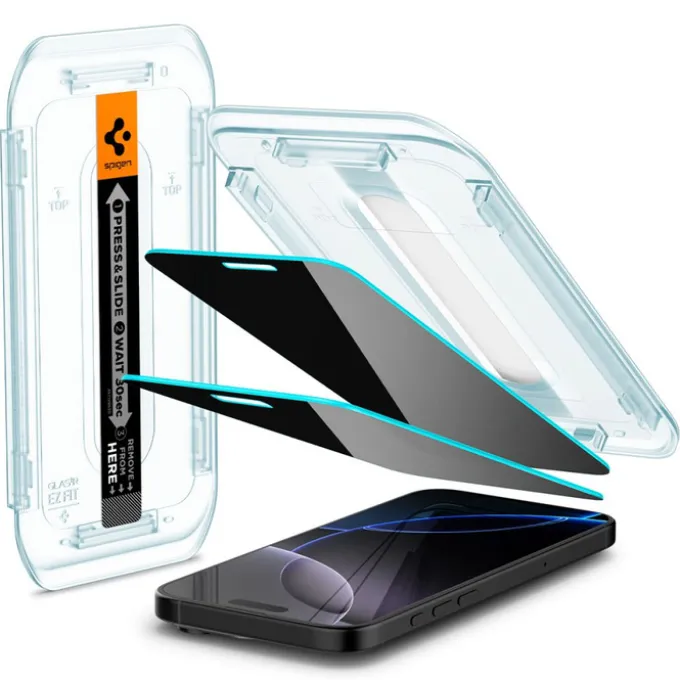 SZKŁO PRYWATYZUJĄCE SPIGEN GLAS.TR ”EZ FIT” 2-PACK IPHONE 16 PRO MAX, 17 PRO MAX PRIVACY