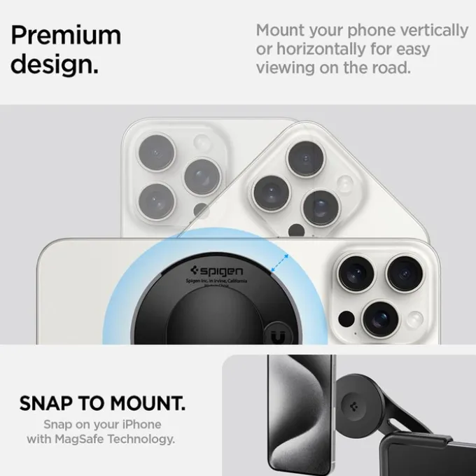 UCHWYT SAMOCHODOWY SPIGEN TESLA TAPLOCK MAGSAFE CAR MOUNT HOLDER BLACK SCREEN