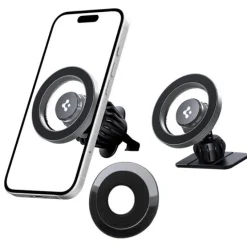 UCHWYT SPIGEN MFT13 MAGNETIC MAGSAFE DASHBOARD & VENT CAR MOUNT SREBRNY