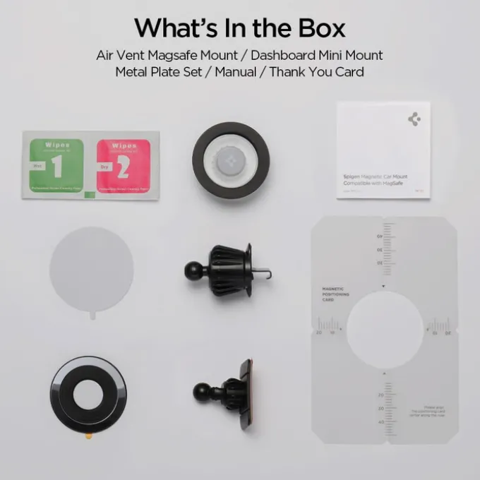 UCHWYT SPIGEN MFT13 MAGNETIC MAGSAFE DASHBOARD & VENT CAR MOUNT SREBRNY