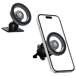 UCHWYT SPIGEN MFT13 MAGNETIC MAGSAFE DASHBOARD & VENT CAR MOUNT SREBRNY