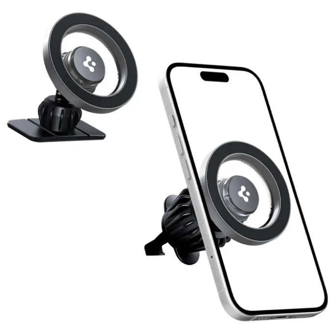 UCHWYT SPIGEN MFT13 MAGNETIC MAGSAFE DASHBOARD & VENT CAR MOUNT SREBRNY