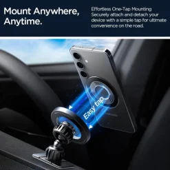 UCHWYT SPIGEN MFT13 MAGNETIC MAGSAFE DASHBOARD & VENT CAR MOUNT SREBRNY