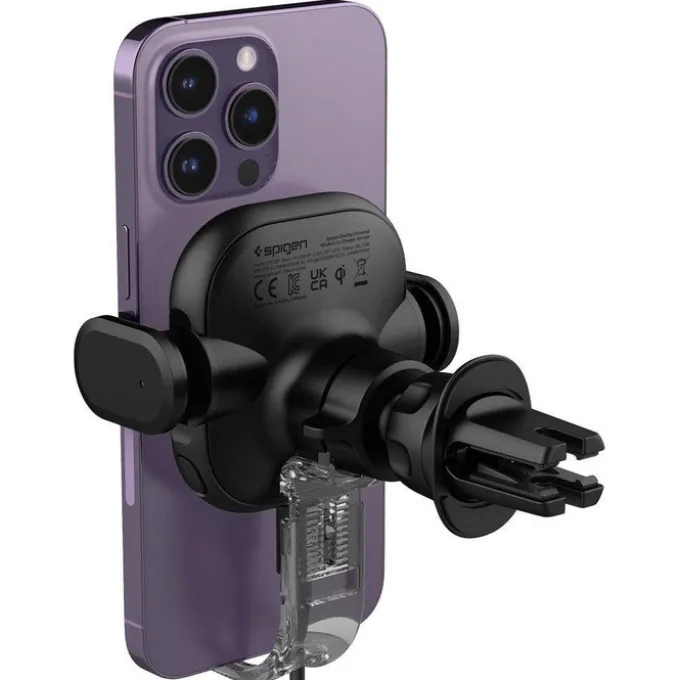 Uchwyt Spigen Uts12w Onetap Universal Vent Car Mount Wireless Charger Black