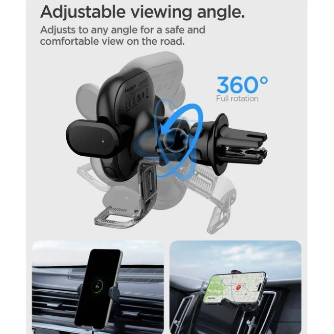 Uchwyt Spigen Uts12w Onetap Universal Vent Car Mount Wireless Charger Black