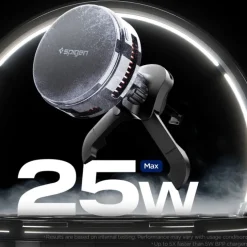 UCHWYT Z ŁADOWARKĄ BEZPRZEWODOWĄ SPIGEN ESSENTIAL EV25MFAQ Qi2.2 PELTIER MAGSAFE DO KRATKI NAWIEWU CZARNA