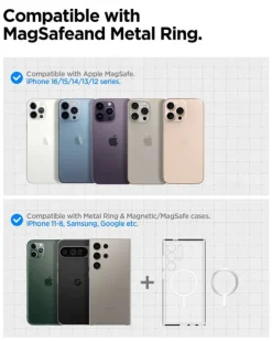 UCHWYT Z ŁADOWARKĄ SPIGEN ONETAPPRO 4 MAGSAFE 15W NA DESKĘ ROZDZIELCZĄ I SZYBĘ