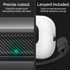 ZAMYKANIE DO ORYGINALNEGO ETUI SPIGEN AIRPODS PRO 2 1 GEN LOCK FIT M CARBON
